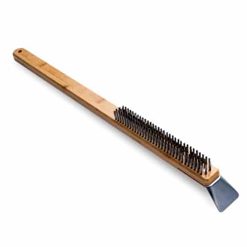 Ooni Pizza Oven Brush with scraper and metal bristles that are strong but flexible