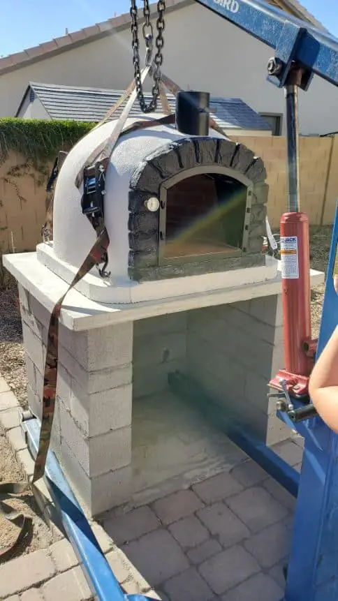 Authentic Pizza Ovens Lisboa Hoisted into place
